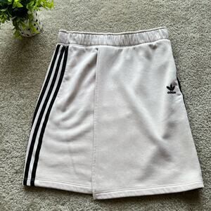 Adidas Light Pink with Stripes Brooklyn Heights Wrap Front Sweat Skirt Small